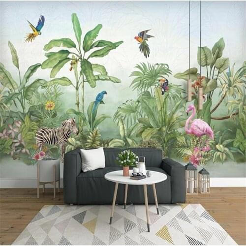Beibehang Southeast Asia Retro Hand Painted Banana Leaf Wallpaper Living Room Sofa Bedroom Background Wall Medieval Leaf Mural