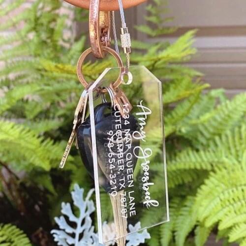 Personalized keychain pendant Acrylic accessories gift for friend Customized name address phone nameplate luggage Plaque