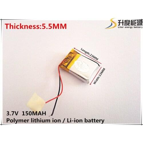 3.7V,150mAH,[551523] PLIB; polymer lithium ion / Li-ion battery for GPS,mp3,mp4,mp5,dvd,bluetooth,model toy