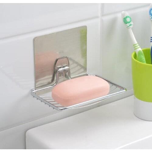 Stainless Steel Soap Dish Bathroom Storage Soap Rack Plate Box Container Wall Storage Rack Holder For Bathroom Storage