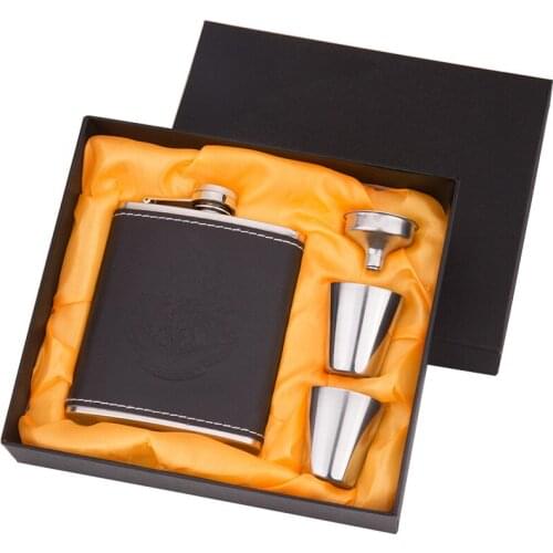 Portable Stainless Steel Hip Flask Personalized Leather Sculpture Small Hip Flask Gift Box Fiole Plastique Home Garden EF50HF