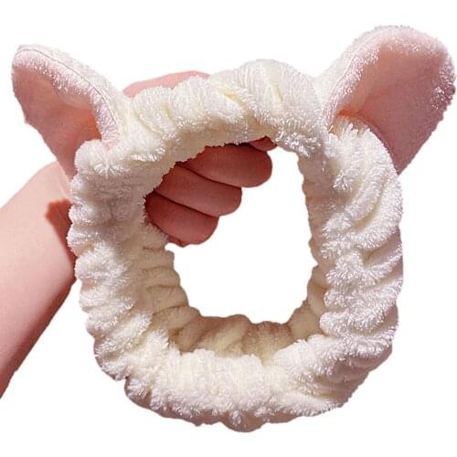 Autumn Winter Cute Ears Hairband High Stretch Soft Plush Headband Women Wash Face Hair Hairbands Headwear Girls Makeup Hair Band
