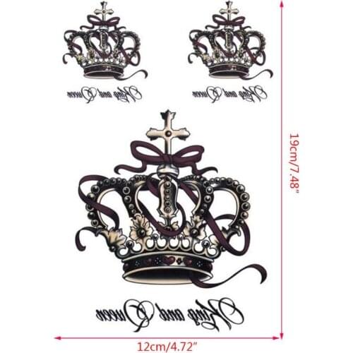 Removable Waterproof Temporary Tattoos Body Art Stickers King and Queen Crown