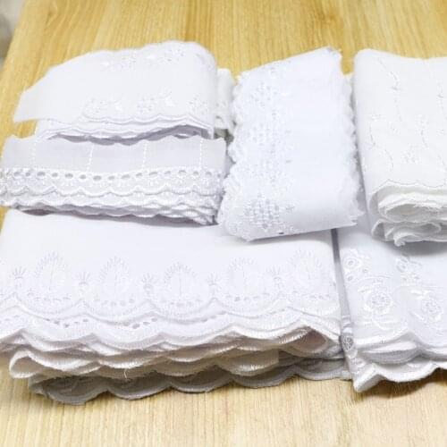 Wide 3-15 white cotton lace fabric, DIY material garment accessories mixed size 20 yards