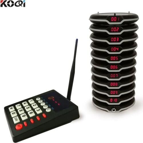 Restaurant Pager Sytem Wireless Paging System Coaster Pager System with one keypad and 10 guest pager