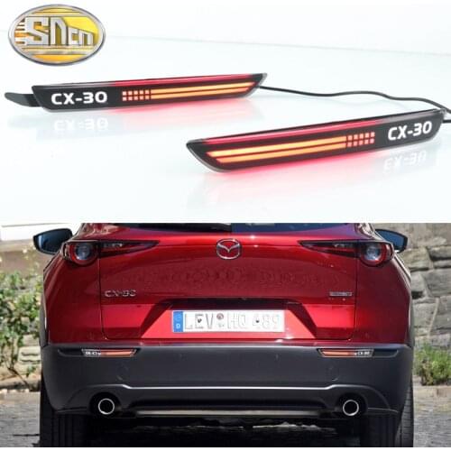 2PCS For Mazda CX30 CX-30 2020 2021 LED Rear Fog Lamp Car LED Bumper Light Brake Light Dynamic Turn Signal Indicator Reflector