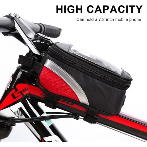 Bicycle Top Tube Bag Waterproof Bike Front Beam Bag Large Capacity Phone Bag for Mountain Road Bike Bicycle Accessories