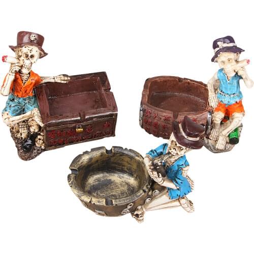 NEWYEARNEW Retro Ashtrays Creative Luck Skull Cigarettes Ash Trays Car Decoration Home Business Boyfriend Gift