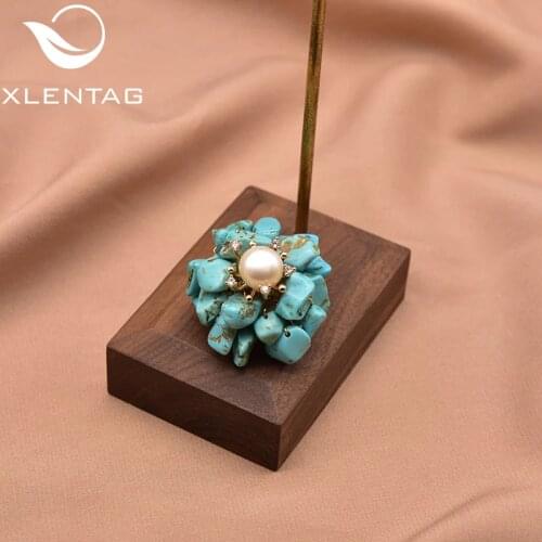 Xlentg Handmade Natural Freshwater Turquoise Flower Brooch Female Fashion Exquisite Jewelry Wedding Party Gift Brooch Pin GO0367