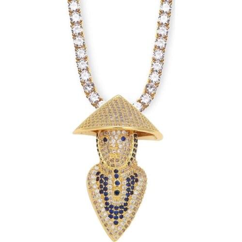 Hip Hop Japanese Samurai Pendant Micro inlaid zircon ninja accessories men and women tennis necklace jewelry gift