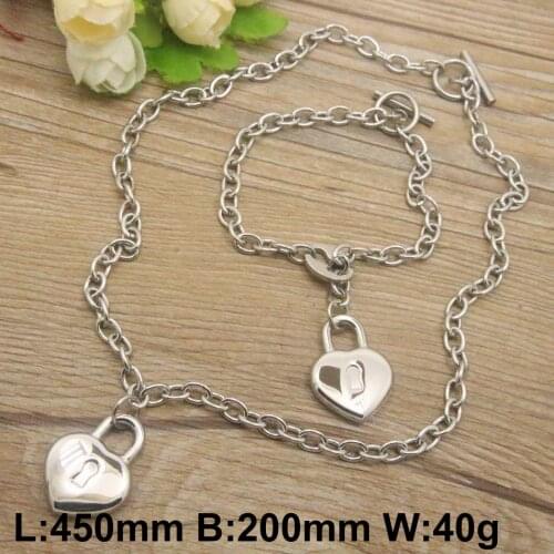 Silver Plated Wholesale Fashion Stainless Steel Necklace And Bracelet Jewelry Sets SGEEAFBG