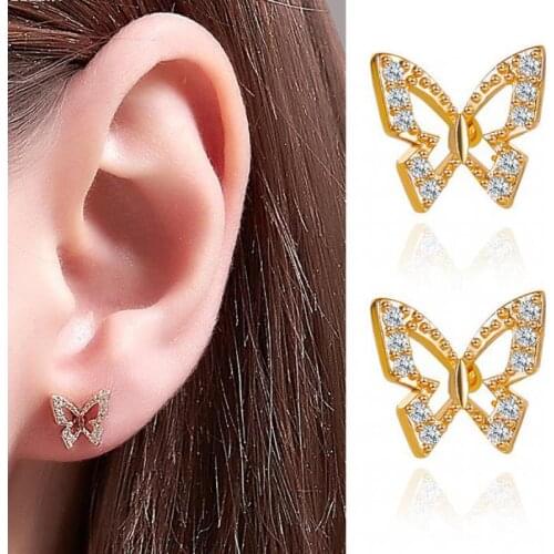 Butterfly Earrings Super Fairy Crystal Butterfly Earrings For Women New Earing Jewelry Gold Silver Color Earings Kolczyki S2110