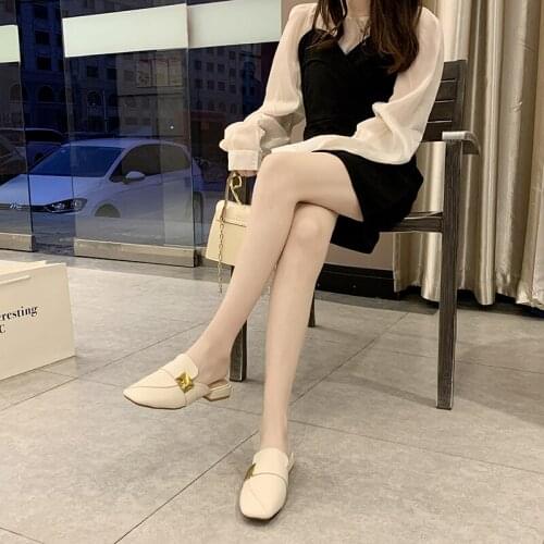 Women slippers outside springtime new Stylish square head soft skin-friendly non-slip low-heeled elegant wild women shoes U30-48