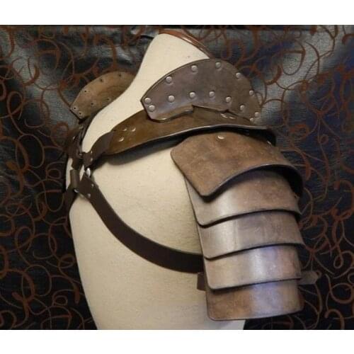 Halloween Cosplay Stage Steampunk Pu Leather Vest Medieval Carnival Women Men Knight Soldier Shoulder Pads Chest Armor
