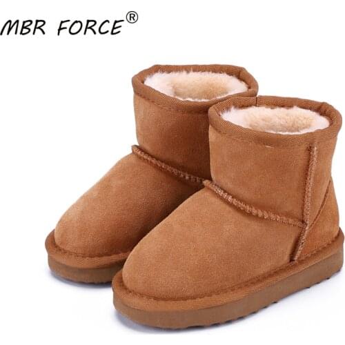 MBR FORCE Snow Boots Genuine Leather 2020 Boots for Girls Boys Winter Warm Childrens Shoes Plush Fur Botas Kids