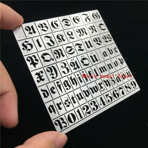 1/35 Scale WWII German Fraktur Letter Number Leakage Spray Stencil Tools AJ0047