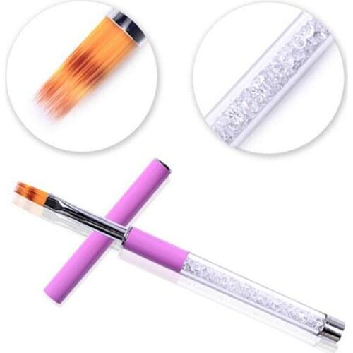 1PC Nail Ombre Brush Art Painting Pen Brush UV Gel Polish Gradient Color Rhinestone Crystal Acrylic Nail Drawing Pen