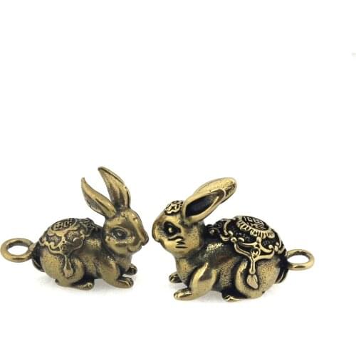 1pcs Retro Brass Rabbit Pendants Animals Pendant Necklace Jewelry Leather Craft Bag Purse Leather Belt Decoration Parts