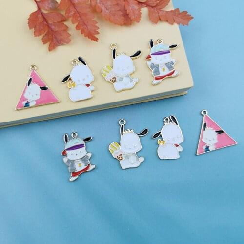10pcs Cute Ice Cream Dogs Alloy Enamel Charms Animals Puppy Pendants For Earrings Bracelet Diy Accessory Jewelry Making Floating