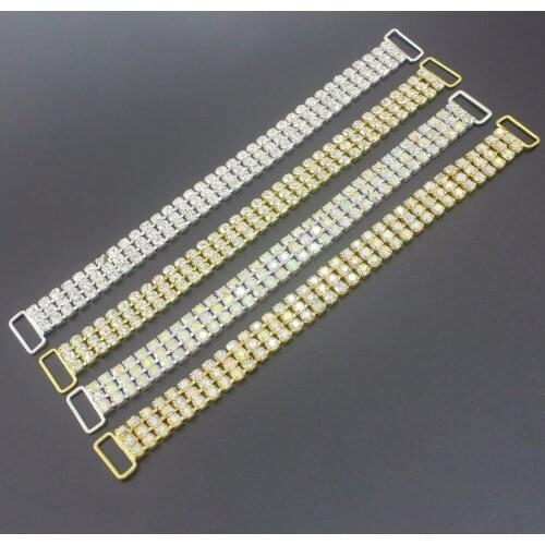 2018 Sale 166mm 6 1/2" Three Row Rhinestone Fashion Crystal Metal Connectors For Bikini Swimwear Accessories 10pcs Case Buckle