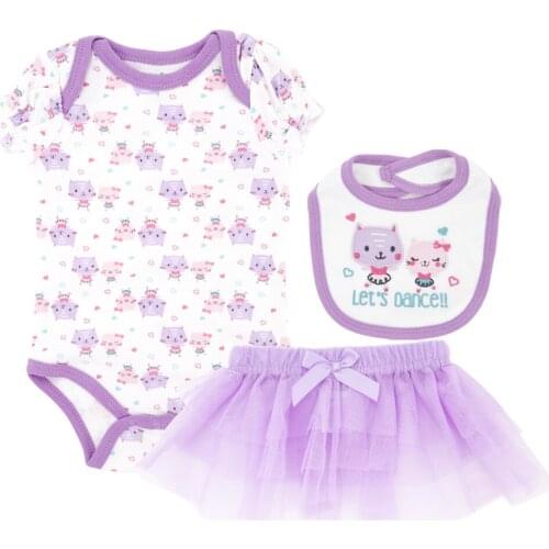 2020 Summer Baby Girls Clothes Bodysuit+Dress+Bibs Cotton Short Sleeve Clothing Newborn 0-6 months Outwear