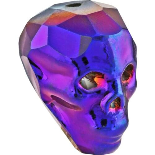 TUMBEELLUWA 5Pcs Colorful Titanium Faceted Crystal Skull Skeleton Spacer Beads for DIY Jewelry Making Bracelet Necklace