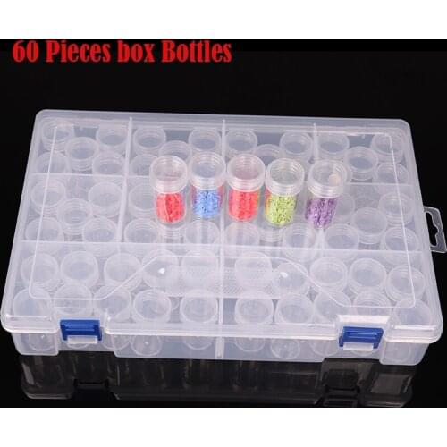 60pcs Bottles Diamond Painting Tools Accessories Storage Box Beads Container Diamond Embroidery Stone Mosaic Convenience Box
