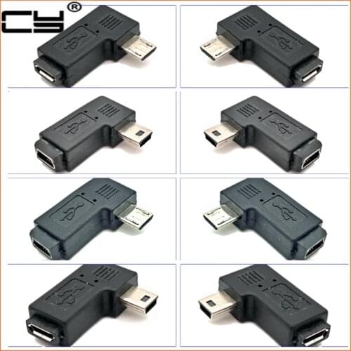 90 Degree Left & Right Angled Mini USB 5pin Female to Micro USB Male Data Sync Adapter Plug Micro USB To Mini USB Connector