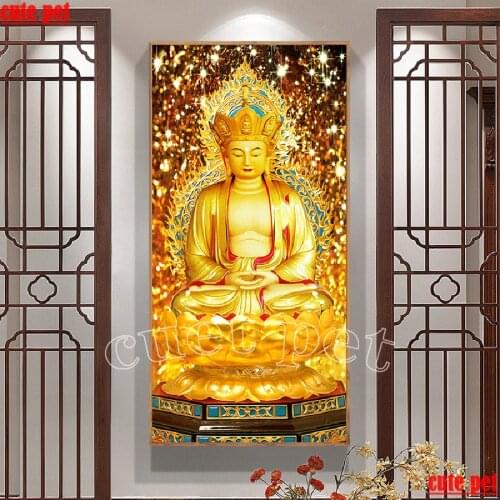 Diamond painting Golden Buddha diamond embroidery Ksitigarbha rhinestone pictures mosaic religion rhinestone cross stitch large