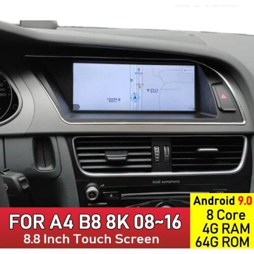 8.8 Inch Android 9.0 Octa Core 4+64GB Car Multimedia Player GPS Navigation WIFI Radio for Audi A4 B8 8K 2008-2016 MMI