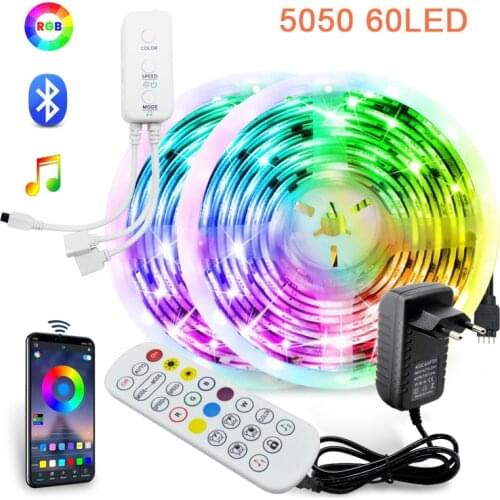 Bluetooth Music 5050 60LED Strip Light SMD 2835 Flexible Ribbon 5M 10M 15M RGB LED light Tape Diode DC 12V led strip for room