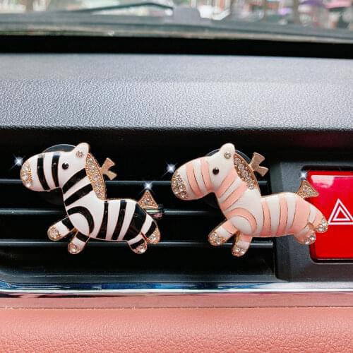 Cute Zebra Car Vent Clip Air Freshener In Auto Interior Decoration Car Aroma Diffuser Auto Fragrance bling Car Accessories Girls