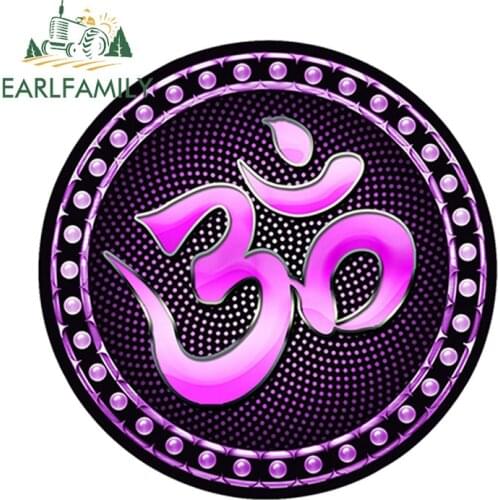EARLFAMILY 12cm x 12cm Ohm Fibonacci Pink/Fire/Blue Sticker om yoga Meditation Car Truck Bumper Window Vinyl Decal Car Stickers
