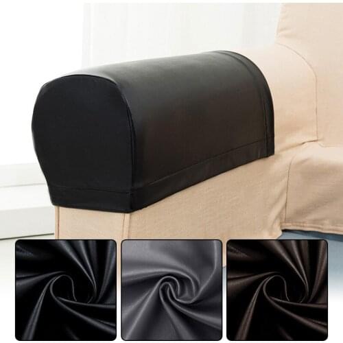 A Pair Elastic PU Leather Sofa Covers Stretchy Waterproof Sofa Armrest Covers for Couch Chair Arm Protectors Slipcover