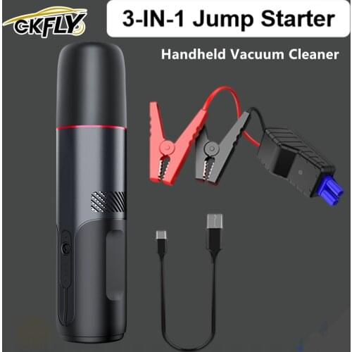 GKFLY Jump Starter 1200A 15000mAh Super Safe Car Battery Booster with Suction Handheld Car Vacuum Cleaner Starter