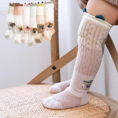 Toddler knee high socks summer cotton long socks baby girl boy leg warmer thin mesh breathable kids long socks over knee high