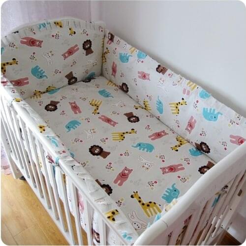 6PCS Baby Bedclothes For Cribs and Cot Waterproof Mat Bedding Set kit de berço (4bumper+sheet+pillow cover)