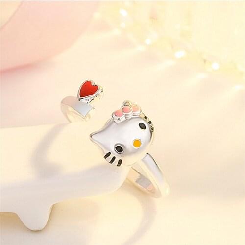 Korean version of KT cat ring red love Japanese and Korean version lively and cute Valentines Day Gifts on February 14