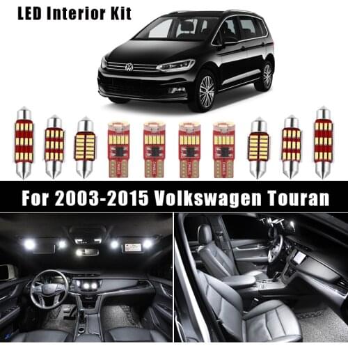 White Canbus Error Free LED Interior Dome Map Reading Roof Light Bulbs Kit For 2003-2015 Volkswagen for VW Touran 1T1 1T2 1T3
