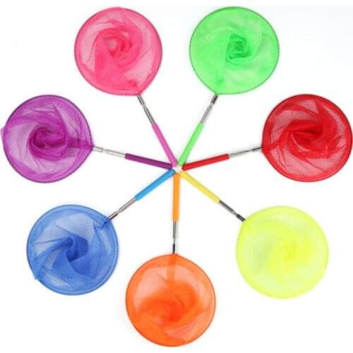 Summer Retractable Stainless Net Childrens Butterfly Insect Fishing Flapping Net Steel Catch Colorful Non-slip Telescopic Toy