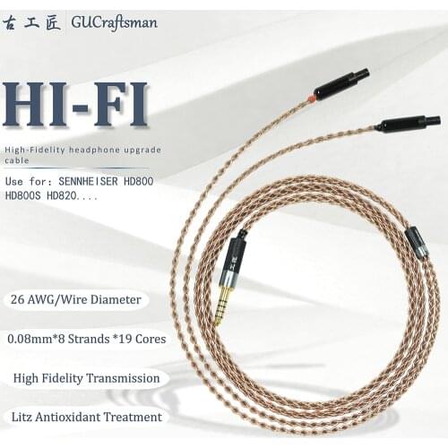 GUcraftsman 6N OCC copper for SENNHEISER HD800 HD800s HD820 4Pin XLR 2.5mm/4.4mm balance Headphone upgrade Cable