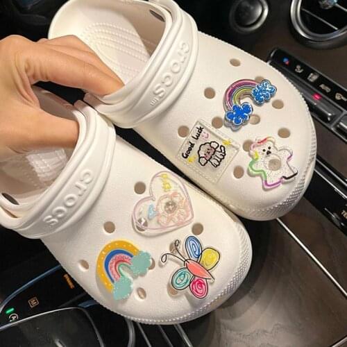 Fashion Charms for Crocs DIY Bundle Rainbow Flower Women Shoes Charms for Croc Cute Cartoon Garden Shoe Buckle Trend Girls Gift