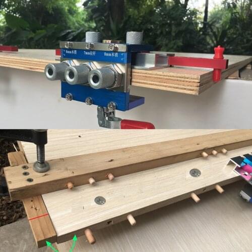Multifunction Doweling Jig Kit 3 In 1 Woodworking Drilling Guide Puncher Locator For Furniture Fast Connecting Carpentry DIY