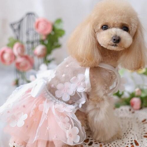 Handmade Dog Clothes Chihuahua Denim Lace Wedding Dresses for Small Medium Dogs Puppy Party Bowknot Sweety Skirt for Pet Dog Cat