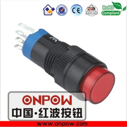 ONPOW 12mm plastic 1NO1NC round head momentary illuminated pushbutton switch LAS2Y-11/R/12V