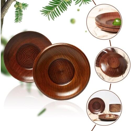 Solid Wood Round Plate Serving Disc Coaster Spiral Cup Holder Wooden Fruits Snacks Saucer Mug Tray Dish Tableware 10.5cm/11.5cm