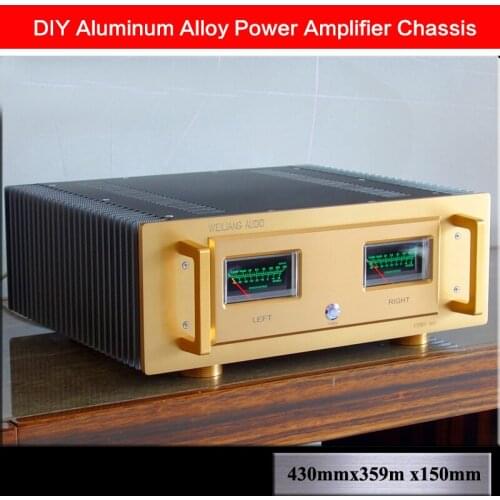 430*359*150mm All-aluminum Power Amplifier Chassis Pure Rear-stage Case Power Supply Shell Audio Amplifier Box with Level Meter