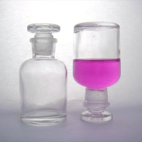 Reagent bottle transparent fine mouth glass bottle, 60ml, glass stopper, chemical laboratory consumables