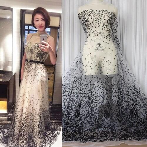 Multicolored wedding dress embroidery lace fabric hand DIY material dress fabric accessories