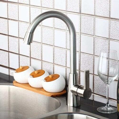 MONITE Luxury New Kitchen Swivel Nickel Brushed Sink Tap Brass Basin Vessel Mixer Torneira Cozinha 97196 Faucet